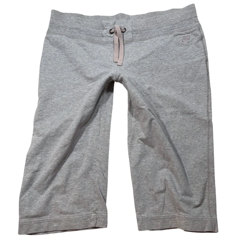 Y2K Workout Nike Sportswear Gray Heather Capri Sweatpants Joggers Size L 12-14